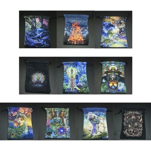 2021 Velvet Tarot Card Storage Bag Velvet Double Sided Printed Board Game Card Mini Drawstring Package Game Tarot Storage Bag