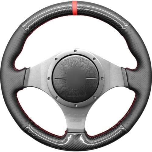 Black Artificial Leather Carbon Fiber Steering Wheel Cover for Mitsubishi Lancer Evolution 8 VIII Lancer Evolution 9 IX 2005