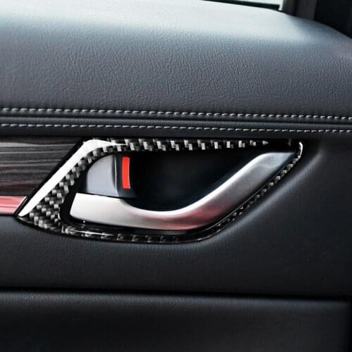 For Mazda CX-5 CX 5 2017 2018 4pcs/set Carbon Fiber Car Interior Door Pull Handle Frame Cover
