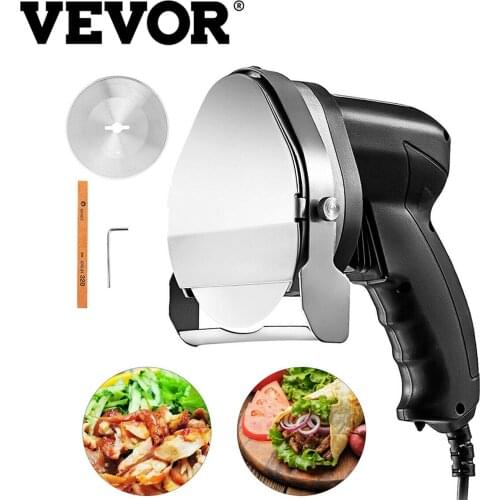 VEVOR Electric Kebab Slicer Meat Cutter Gyros Knife 2 Blades 0-8mm Thickness for Restaurants Snack Bars Roast Shops Commercial