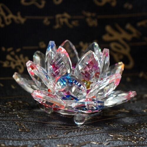 Fengshui K9 Crystal Lotus Flower Paperweight for Wedding Favor Home Decoration Holiday Gifts