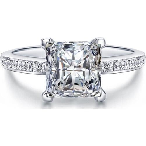 Hainon Vintage Women Wedding Ring For Lady Luxury Engagement Jewelry AAA Square Cubic Zircon Silver Color Ring Jewelry Gifts