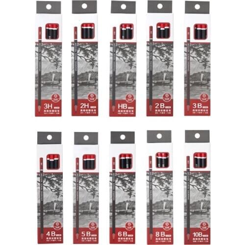 12pcs/box Graphite Pencil Sketch Drawing Writing 2H HB 2B 3B 3H 4B 5B 6B 8B 10B B36C