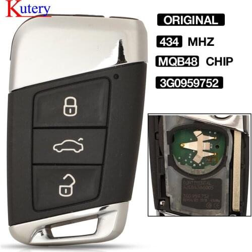 Kutery Original Smart Remote Car Key 3 Buttons 434MHz MQB 48 Chip 3G0959752 For VW Volkswagen Magotan Passat B8 Skoda A7