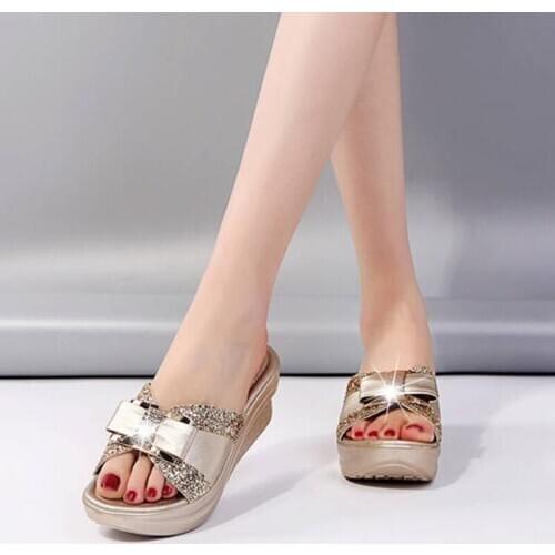 Summer ladies slippers, ladies walking shoes, ladies wedges, comfortable platform shoes