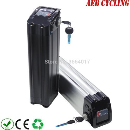 EU US free shipping and taxes aluminum silver case 18650 36V 24Ah Li-ion ebike battery pack silver fish 250W-500W electric bike