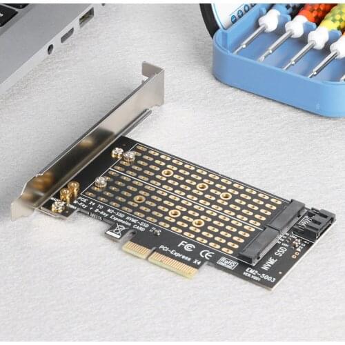 M+B Key SSD to PCIE Adapter M.2 NVME Module PCI-E 3.0 X4 SATA Expansion Card for Office Caring Computer Supplies