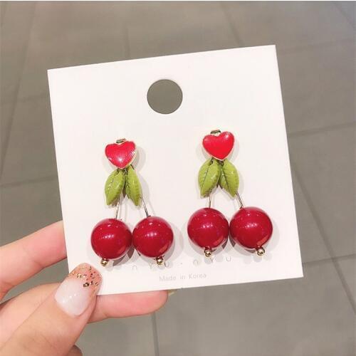 Sweet Cherry Earrings, Fashion, The Joker. And Girl Students, Fruit, Contracted, Lovely, Womens Earrings, Party Accessories