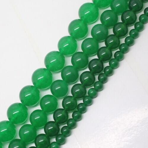 Mini.order is $7! 4-14mm Green Jades Round DIY Jewelry Making Necklace Loose Beads 15"