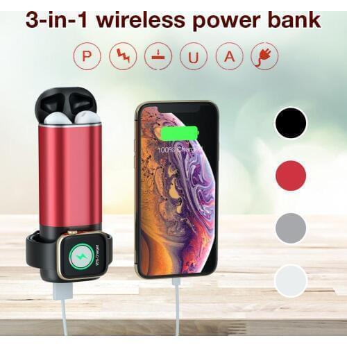 Multi-function Wireless Charger Magnetic Power Bank for iphone iWatch Air pods Wireless charging mobile power USB charging phone
