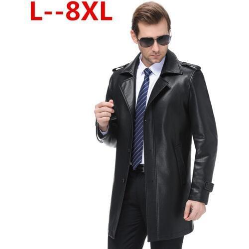 Plus 8XL 6XL 5XL 4X Men Leather Jackets Sheepskin Male Outwear Jackets Autumn Casual Jacket Men Fashion Long Man Leather Jackets