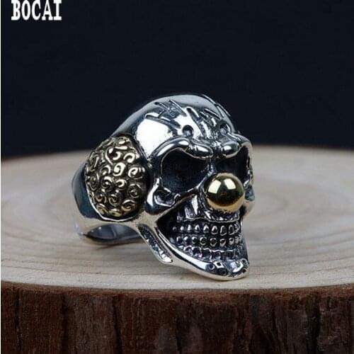 S925 silver and copper combination process fashion clown mans ring