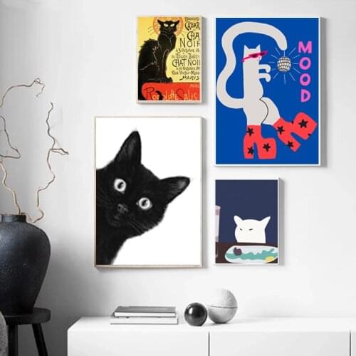 The Black Cat Poster And Print Modern Modular Pictures Gift Idea Posters Canvas Cuadros Painting For Living Room Home Decoration
