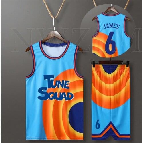 Custom full set jersey Movie Space Jam JAMES 6# 23# Tune Squad Basketball Jersey Set Sports Air Slam Dunk Sleeve Shirt Uniform