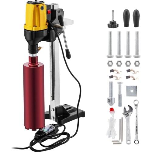 VEVOR 6.3 Inch/160MM Portable Diamond Core Drill Concrete Drilling Machine 2180W Power Tool with Reinforced Stand and drill Bits