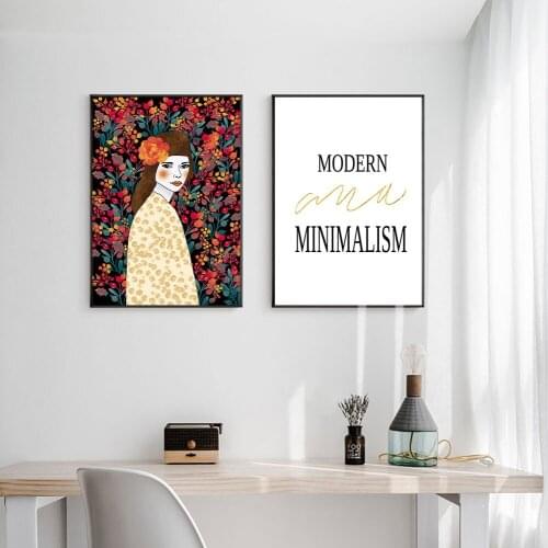 Scandinavian Flower Girl Poster Botanical Natural Canvas Quote Modern Painting Art Print Wall Picture For Living Room Home Decor