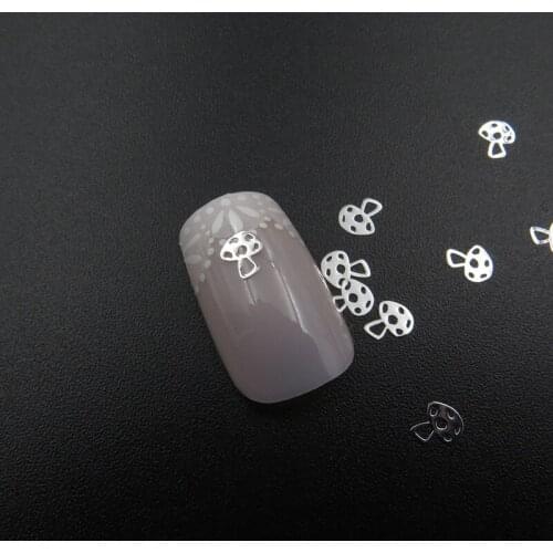 Approx. 1000pcs/bag Metal 5*5MM Silver and Gold Mushroom Design Non-adhesive Metal Slices Nail Art Decoration MS-383-1/2
