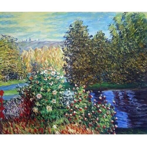 Handmade Claude Monet Painting Reproductions, Corner of the Garden at Montgeron, Classic Oil Painting Canvas, Impressionist