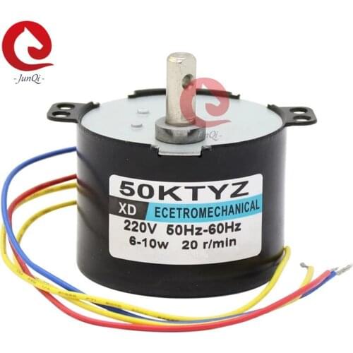 220V AC Permanent Magnet Synchronous Motor 50KTYZ, Positive and Negative Gear Reduction Slow Speed Motor 2.5rpm to 110rpm