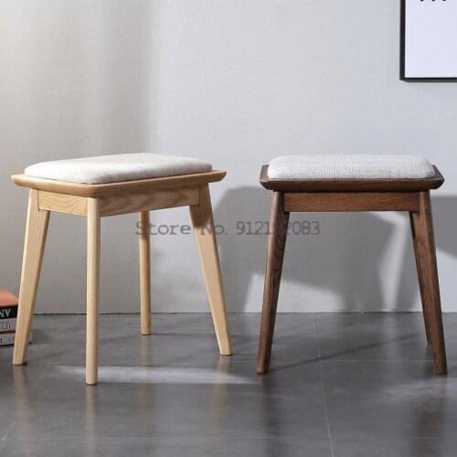 Nordic dressing table stool modern minimalist makeup stool solid wood fairy light luxury chair girls cute bedroom nail art