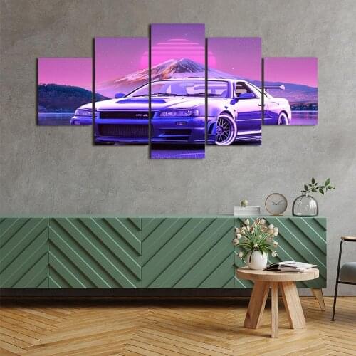 Modern Canvas Painting Skyline Fuji Posters and Prints Wall Art Picture for Living Room Home Decor with Frame