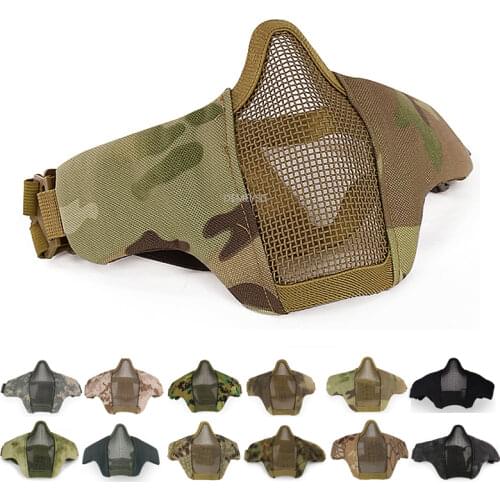 Military Airsoft Face Mask Breathable Low-carbon Steel Mesh Protective Shooting Paintball Mask Army Tactical Half Face Mask