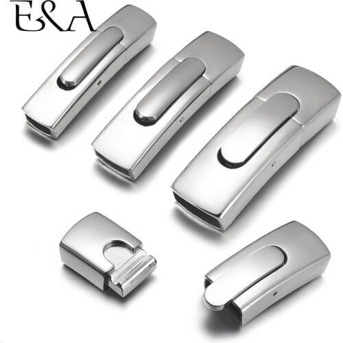 Stainless Steel Bayonet Clasp Push Lock Closure DIY Leather Bracelet Flat Curved Clasps Jewelry Making Supplies Accessories