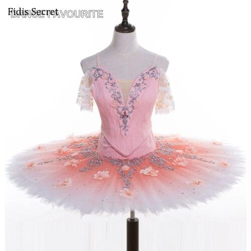 High Quality Ombre Pink Female Classical Pancake Ballet Tutu Skirt,Girls Ballerina Professional Competition Stage Costumes Dress