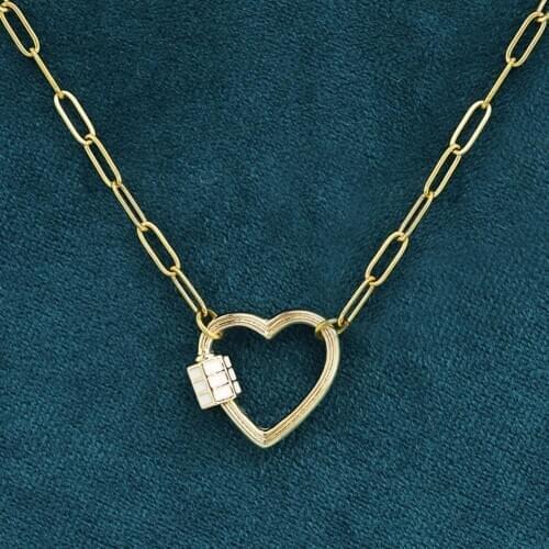 Women Fashion Simple Hip-hop Love Heart Shaped Punk Pendant Necklace Pendant Stainless Steel Necklace Jewelry Accessory Gift