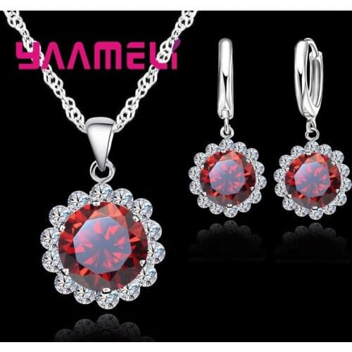 Fine Gift Jewelry Sets for Women Shining 925 Sterling Silver Pendants Necklaces Drop Earrings Wedding Jewelry Sets Accessory