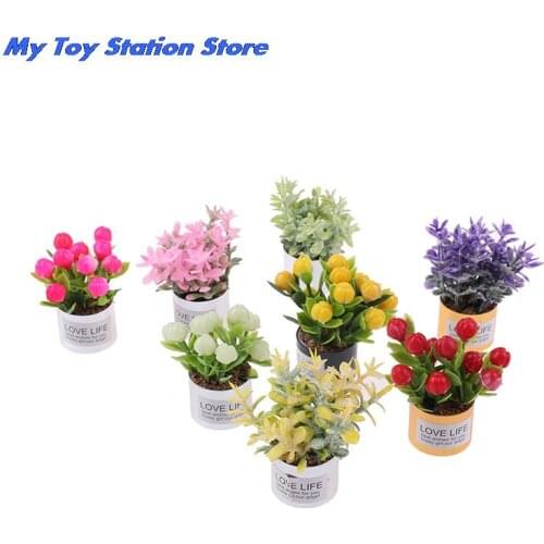 1:12 Dollhouse Mini Iron Potted Plant Pot Lavender Plant Home Garden Decor Dollhouse Collection Kids' Toys 1Pc