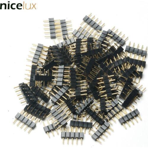 100pcs/lot 5 Pin RGBW Needle Connector Adapter Male Type Double 5 Pin DIY Small Part for 5050 LED RGBW RGBY Strip Lights Insert