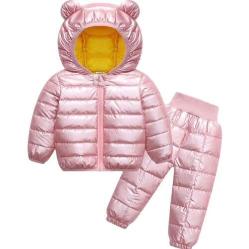 Russian Winter Children Clothing Sets Hooded Baby Outerwear+Warm Pants 2Pcs Snowsuit Waterproof Coats Overalls Game Sport Suit