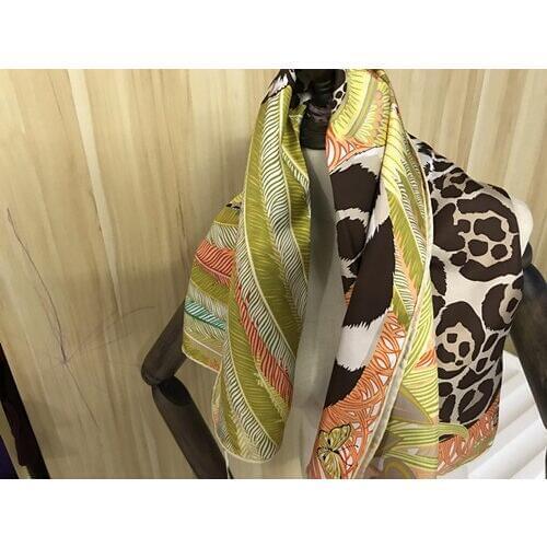 2020 new arrival spring autumn classic leopard 100% silk scarf twill hand made roll 90*90 cm shawl wrap for women lady girl