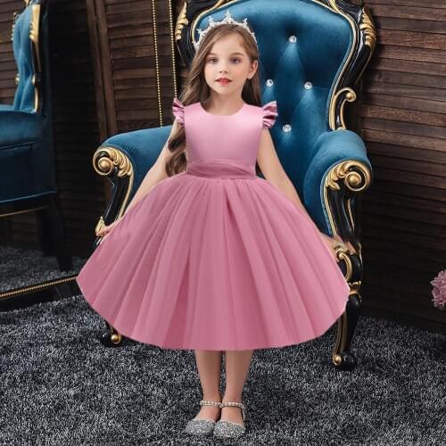 2021 Flower White Princess Dress kids Dresses For Girls Children Costume Lace Girl Party Wedding Bridesmaid Prom Dress 3-10 Year