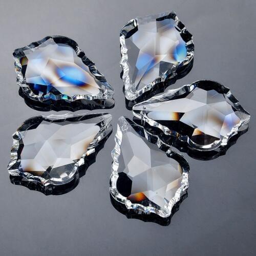 5pcs/lot 50mm Baroque Maple Leaf Suncatcher Clear Crystal Chandelier Part Pendant Glass Lamp Prisms Parts Hanging Pendants Decor