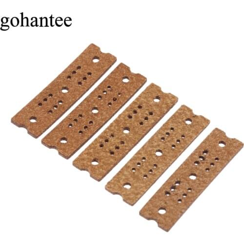 Gohantee Brown 5pcs Slingshots Pouches Microfiber Leather with Center Hole for Outdoor Hunting Catapults 60mm x 16mm