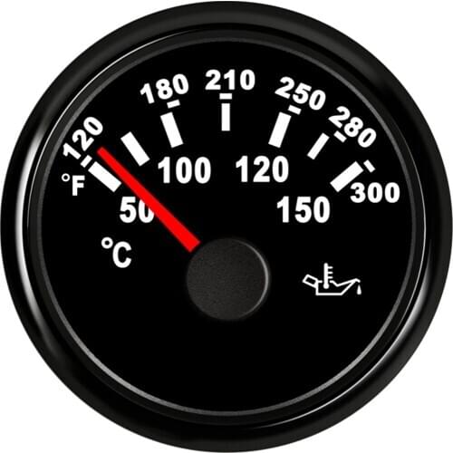 52mm Pointer Engine Oil Temperature Gauges Tuning 361-19ohm 9-32v Waterproof Fuel Temp Meters for Auto Truck Boat Black Bezel