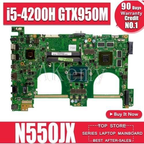 AKEMY N550JX For Asus N550jv N550JK N550J N550JX Laptop Motherboard i5-4200H GTX950M GPU Mainboard Test new motherboard