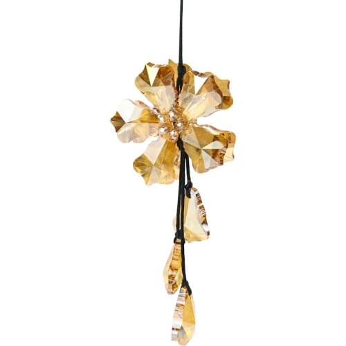 Car Pendant Flower Crystal Hanging Suspension Ornament Faceted Suncatcher Auto Decor Rear View Mirror Car Decoration Accessories