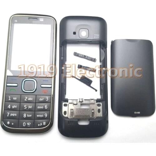 Black New Full Complete Mobile Phone Housing Cover Case+English Or Russian Or hebrew Keypad For Nokia c5 c500 C5-00