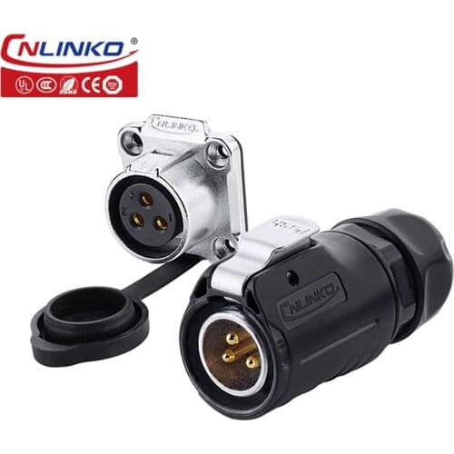 CNLINKO IP67 3 Pin Waterproof Solar Power Connector Male Plug And Female Panel Mount Sockets Circular Industry Aviation Adapter
