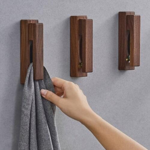 Wood Towel Hook Self Adhesive Vintage Wall Mounted Towel Rack Holder Bag Clothes Hanger for Bathroom Kitchen Home Decor