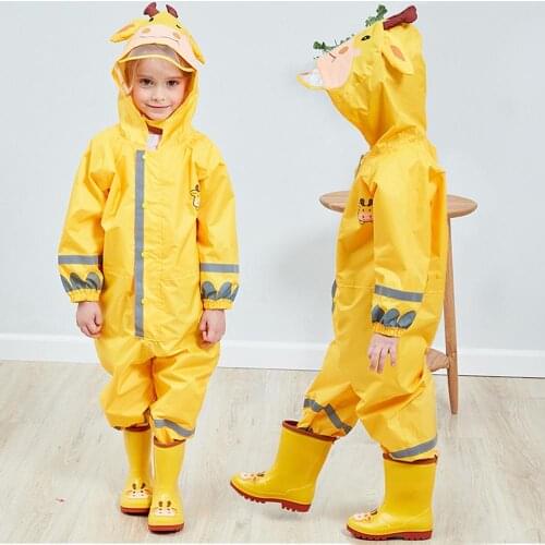 Kids Raincoat Cute Rain Polyester Pants Children Cartoon Waterproof Rainwear Girl And Boy Poncho Impermeable Rain Coat Jumpsuit