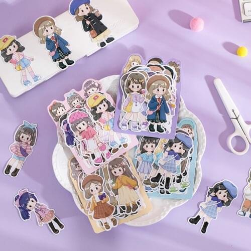 Dimi 80 PCS Cute Girly Cartoon Stickers Four Seasons Wear Series Diary Decoration Decals Gift Sealing Sticker Kawaii Stationery