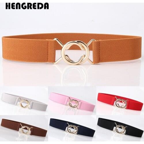 Elastic Belt for Women Dress Jeans Pants Waist Strips 3.8cm Width Easy Open Close Gold Buckle Free Lady Girl Stretchable 2021