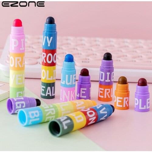 EZONE 2PCS Splicing Highlighter Marker Pen Set 12 Color Fluorescent Paint Novelty Building Block Style Office School Student