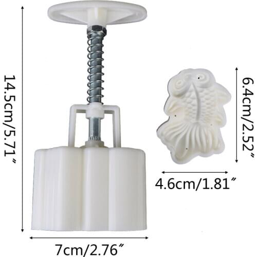 65g Chinese New Year Mooncake Mold 3D Fish Design Cookie Stamp Moon Cake Mold 11UA