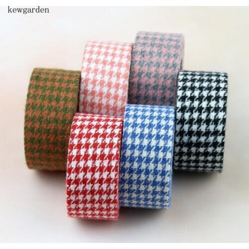 Kewgarden 1.5" 1" 10mm 25mm 40mm Houndstooth Fabric Layering Cloth Ribbon DIY Hair Bowknot Accessories Handmade Tape 8 Meters