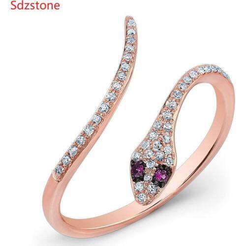 Snake rings for women Rose Gold Color clear CZ Heavy Metals Punk Rock Ring Vintage Animal Jewelry Wholesale